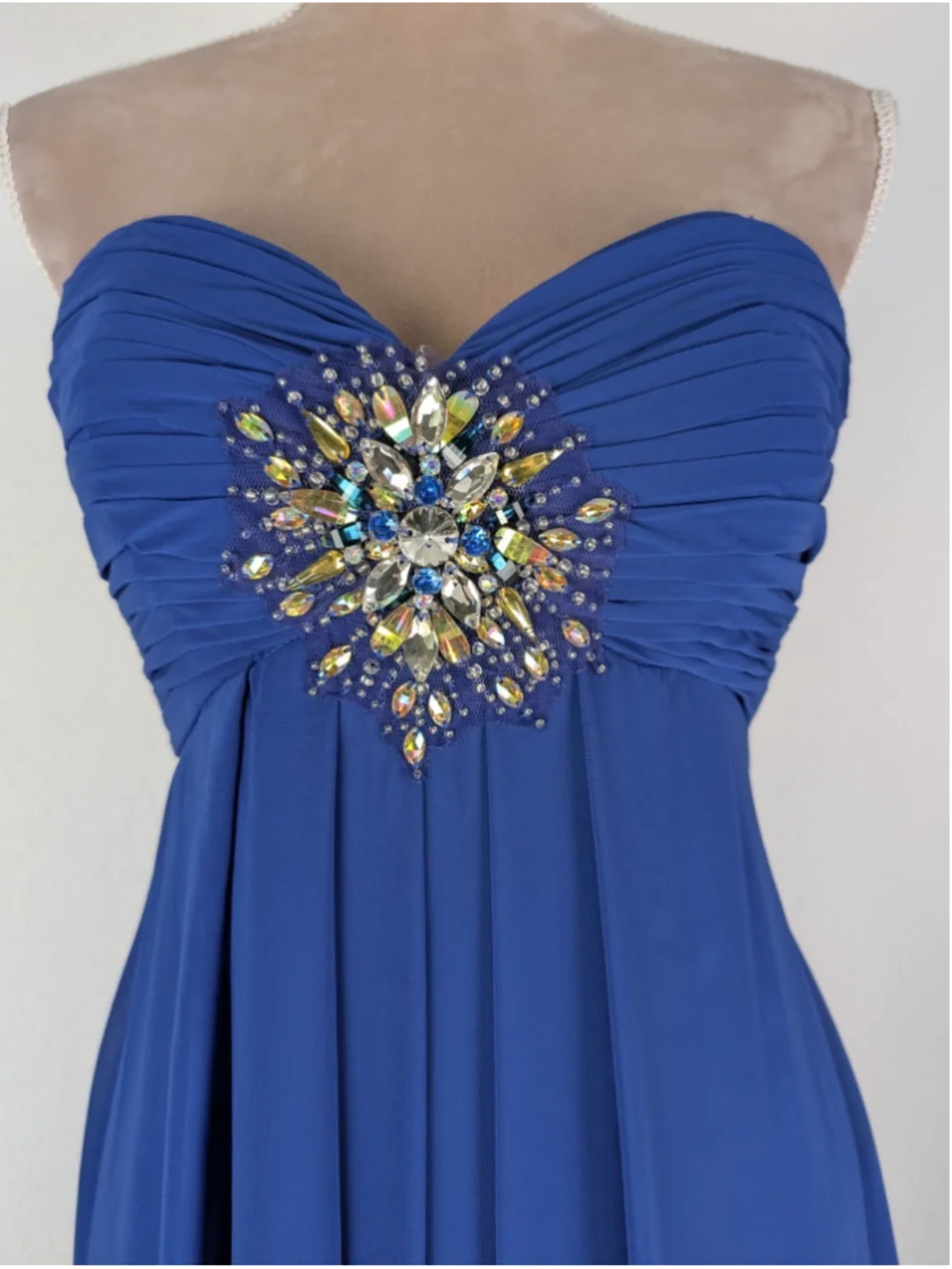 Disney Forever Enchanted Maxi Dress Sz 4 Blue Formal HoCo Prom Event Princess